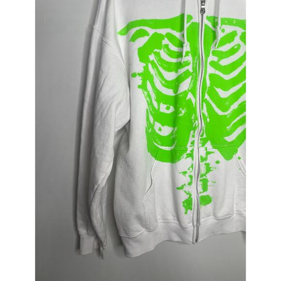 Urban Outfitters Project Social T Skeleton Hoodie Small Medium Zip Up Sweatshirt - Picture 5 of 12